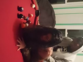 wife taking a bbc on pool table