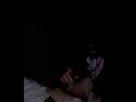 Cosply. Masked Snowbunny giving moster head. Slurping gagging deepthroat that BBC
