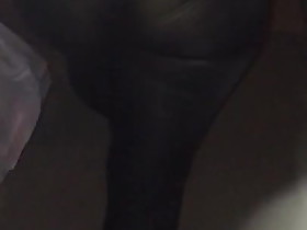 See through black leggings with batman panties public part 2